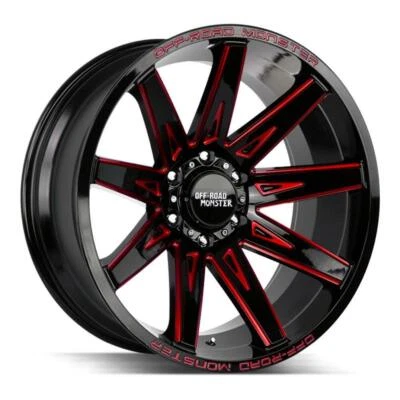 22 inch 22x12 Off Road Monster M25 Candy Red Black wheels rims 6x135 -44 - Image 1 of 2