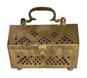 Vintage Reticulated Solid Brass Trinket/Cricket Box 6-1/4" x 3-3/8" x 4-1/8" - Picture 1 of 13