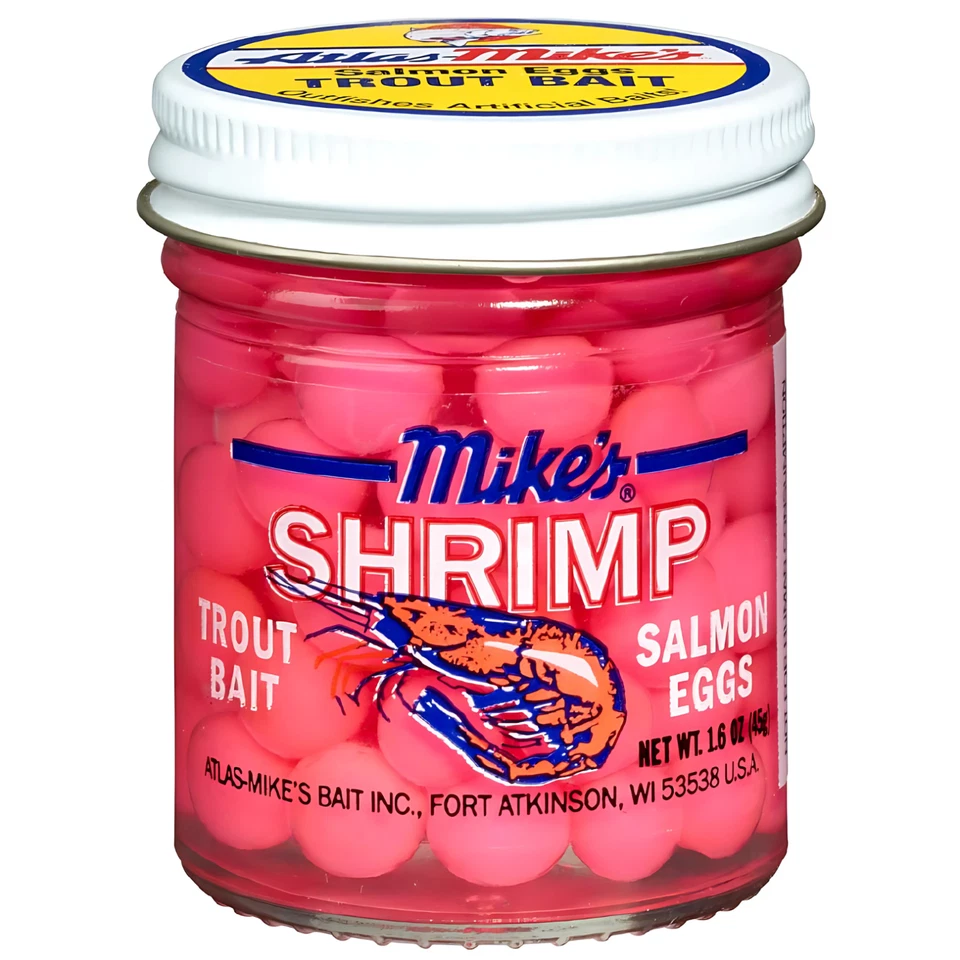 Atlas Mike's 1000 Shrimp Salmon Eggs Fluorescent Pink 1.0 oz Jar - Fishing Bait - Image 1 of 1