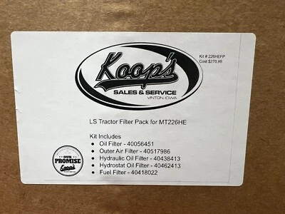 Paquete de filtro de tractor LS genuino OEM para tractores MT226HE sin cabina A (226HEFP) Foto 1 de 2
