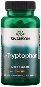 Swanson L-Tryptophan Healthy Serotonin Levels & Restful Sleep 500mg 60 Capsules - Picture 1 of 2