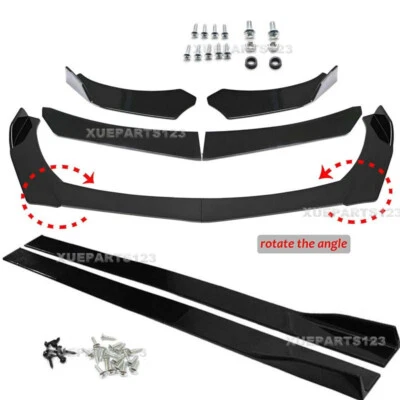 For BMW Car Front Bumper Lip Spoiler Splitter + 1pair Side Skirts Splitter - Imagem 1 de 4