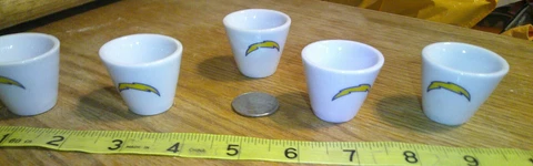 5 NFL FOOTBALL MINI PORCELAIN SHOT GLASS/cup San Diego Chargers Cover