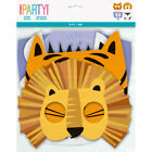 Pack of 8 Animal Safari Paper Masks - Jungle Animal Theme Party