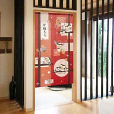 COSMO Japanese Noren Door Curtain : Lucky Seven Owls Red 85×150cm Made to Order