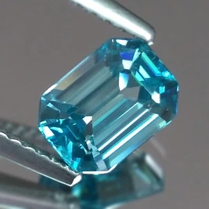 1.75cts Octagon Natural Blue Zircon Cambodia Loose Genuine Gemstones - Picture 1 of 5
