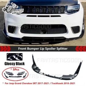 For Jeep Grand Cherokee SRT / Trackhawk 17-21 Black Front Bumper Lip Winglet Kit - Picture 1 of 18