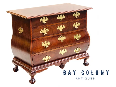 20TH C VINTAGE BAKER FURNITURE MAHOGANY BOMBE CHEST / DRESSER ~ BALL & CLAW FEET Cover