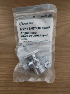 SharkBite 1/2-in FIP x 3/8-in OD Compression Brass Quarter Turn Stop Angle Valve - Picture 1 of 1