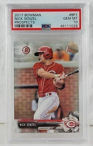 2017 Bowman 1st NICK SENZEL RC PSA 10! GEM MT REDS Prospects - Picture 1 of 12