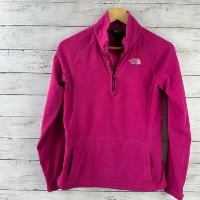 North Face 1/4 молнии розовый флис женщин маленький длинным рукавом пуловер насмешливый воротник - Изображение 1 из 4