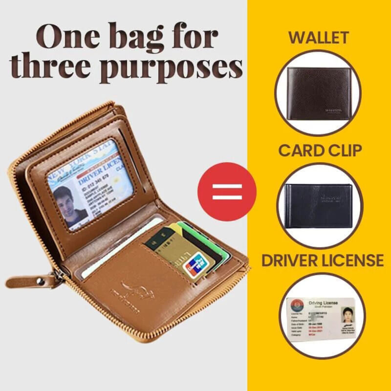 Price Cut Waterproof Mens RFID Blocking Leather Wallet Credit Card ID Holder Zipper Purse