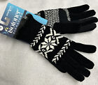 Isotoner Womens Warm Gloves Blackwhite Design Textured Knit Smartouch  One Size