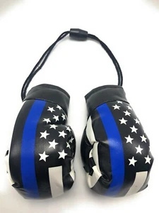 Thin Blue Line Flag Mini Boxing Gloves - One Pair, New - Picture 1 of 2
