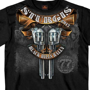 2017 Sturgis Motorrad Rallye gekreuzte Pistolen schwarzes kurzärmliges Herren-SHIRT - Bild 1 von 4