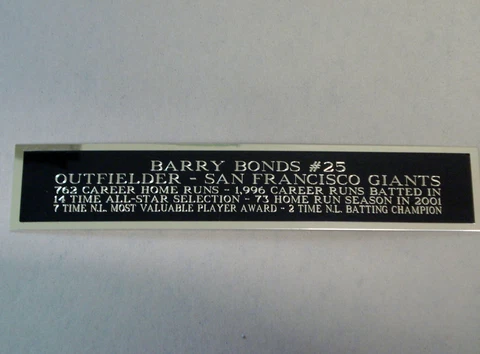 Barry Bonds Baseball Card Plaque Or Display Case Nameplate Giants 1.25 X 6 Cover