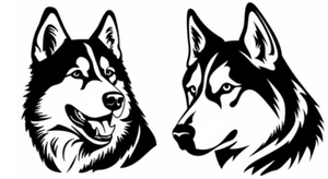 Paquete de 2 calcomanías gráficas de vinilo negras Husky Dog ventana de automóvil computadora portátil tableta - Imagen 1 de 3