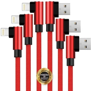 Boost+ Nylon Braided Phone Chargers Right Angle USB 90-Degree Aluminum Connec... - Picture 1 of 7