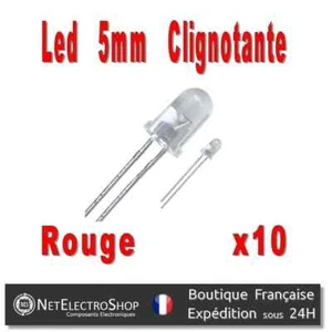 10x Led 5mm Rouges clignotantes 7000mcd - Picture 1 of 1
