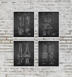 Firefighter Posters Set of 4 Firefighting Art Prints Boys Room Black Wall Decor - Picture 1 of 7