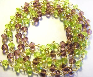 Cadena de eslabones de plata Vermeil gema de cuarzo púrpura verde múltiple - Imagen 1 de 2