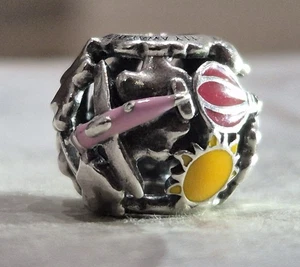 Pandora Travel Silver Charm Plane Hot Air Balloon Sky 925 Sterling Silver - Picture 1 of 8