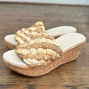 Chocolat Blu Women's Yunis Raffia Upper Wedge Slide Shoes Size 6 - Picture 1 of 8