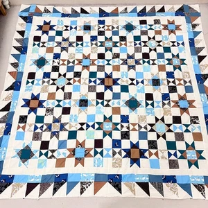 Handarbeit Sterne zählen Baumwolle Patchwork Queen Size Quilt Top/Topper 86x86" - Bild 1 von 4