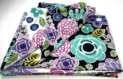 Pottery Barn Teen Duvet Twin Bold Floral Reversible Black White Backgrounds - Image 1 of 4