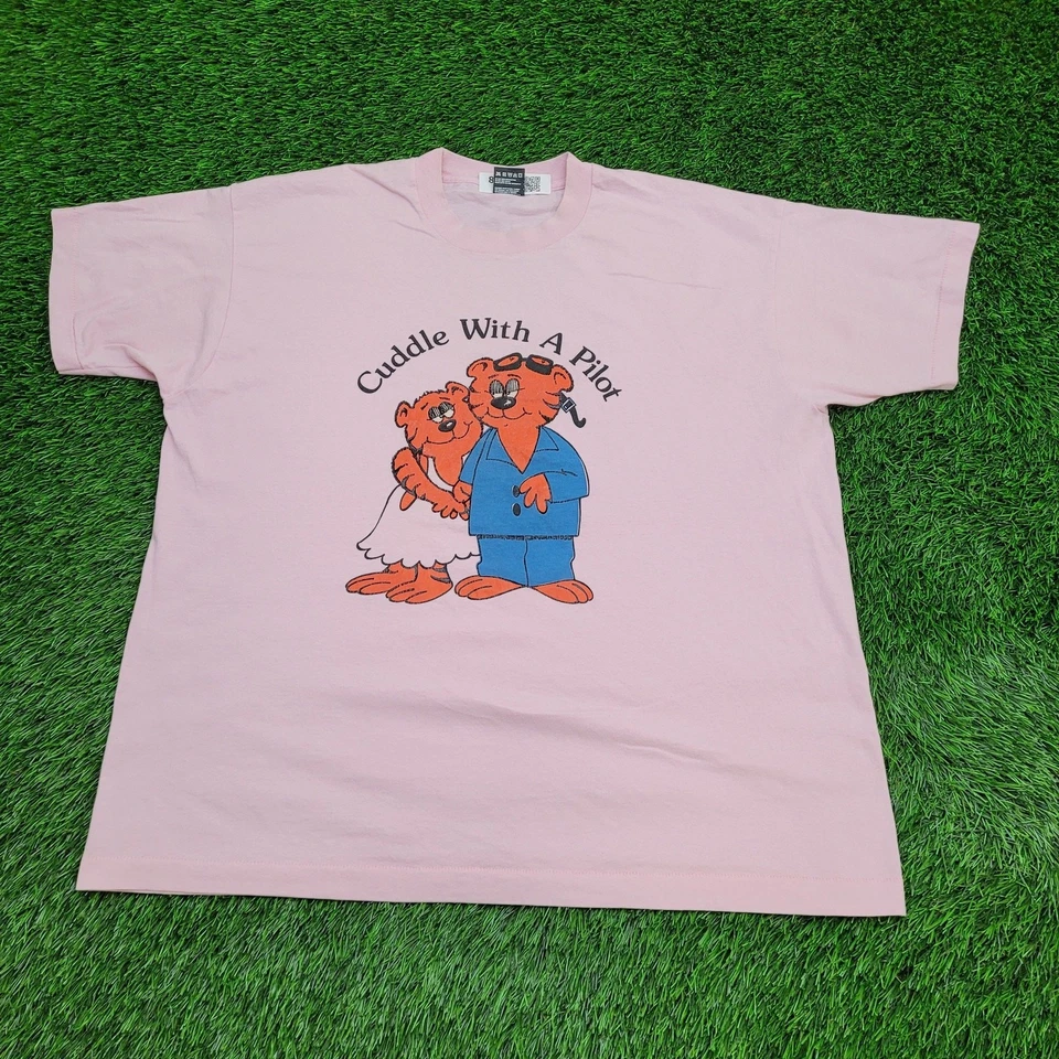 Camisa Gato Divertida Años 90 Vintage Mujer 2XL 25x27 Rosa Foto 1 de 4