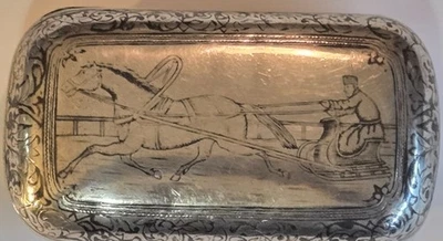 Raro Antiguo Ruso Esmalte Niello 84 Plata de Ley 1875 Estuche de Cigarrillos Foto 1 de 4