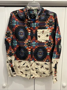 VTG Y2K Kavu Long Sleeve AOP Southwestern/Aztec/Fishing Men’s M Button-Up Shirt - Picture 1 of 9
