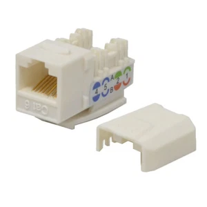 25 pack lot Keystone Jack Cat6 White Network Ethernet 110 Punchdown 8P8C - Picture 1 of 3