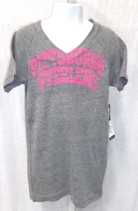 Pittsburgh Steelers Football Kurzarm T-Shirt grau & pink Jugend Mädchen - Bild 1 von 1