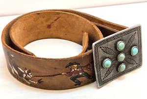 Vintage Western Handcrafted Rodeo Belt with Belt Buckle Double D Ranch Americana - Picture 1 of 14