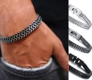 Men's Stainless Steel Vintage Cool Double Curb Chain Bracelet _623 - Picture 1 of 5