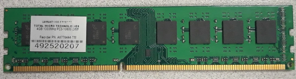 Micron 4GB 1333MHz PC3-1066 DIMM Desktop Memory A6776444-TM - Image 1 of 1
