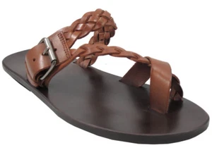 Men's Davinci Leather Push in Toe Strap woven Sandals 1432 - Picture 1 of 21