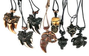8 Adjustable Necklaces Tooth Elephant Wolf Turtle Skull - Picture 1 of 10