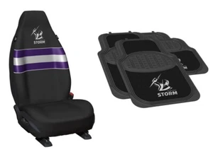 SET OF 2 MELBOURNE STORM NRL TEAM LOGO FRONT CAR SEAT COVERS + 4 FLOOR MATS - Picture 1 of 3