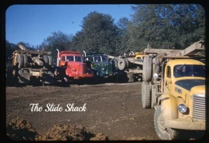 Camión maderero Coos Bay Lumber Company Oregon años 40 borde rojo Kodachrome Slide - Imagen 1 de 1