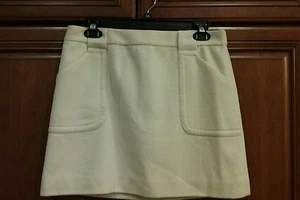 J. Crew Ivory Wool Cashmere Skirt Black Label Womens 4 Pockets Lined EUC Mint - Picture 1 of 5