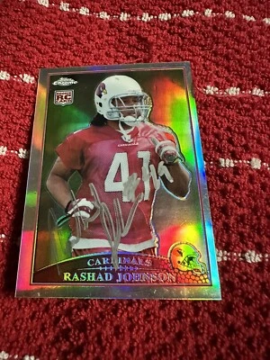 2009 Topps Chrome Refractor RASHAD JOHNSON RC Arizona Cardinals #TC201 Autograph - Image 1 of 2