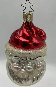 Inge Glas Old World Christmas 4016 Jolly Santa Head German Glass Ornament - Picture 1 of 4