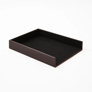 Estante oficina cuero marrón oscuro - bandeja de almacenamiento bandeja de papel cesta de almacenamiento A4 - Imagen 1 de 5