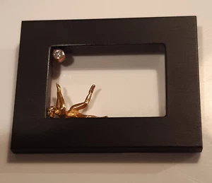 Brosche Goldschmiedkunst Gold 900 Eben holz signiert - Bild 1 von 7