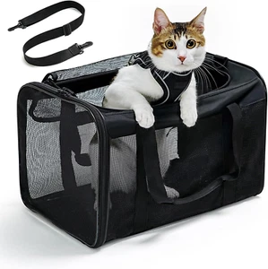 Trasportino Gatto Morbido Con Rete Su 4 Lati, Approvato per L'Uso in Aereo Trasp - Foto 1 di 12