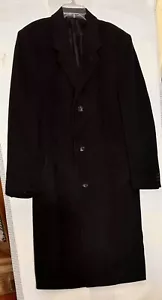George Trench Coat Men's Size 41 Long Wool Black Long Winter - Picture 1 of 7