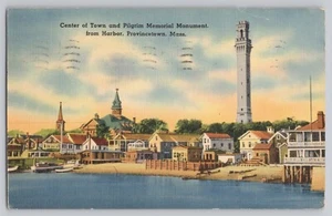Zentrum der Stadt & Pilgerdenkmal vom Hafen Provincetown Masse Kap Dorsch - Bild 1 von 2