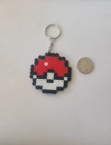 Perler Bead Keychain Pokemon Pokeball HANDMADE - Picture 1 of 1